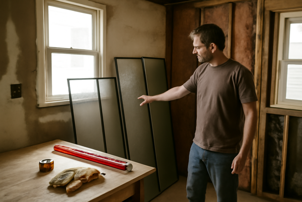 Cloison vitrée sur mesure pour bureau — paroi en verre transparent avec cadre aluminium, solution acoustique et design