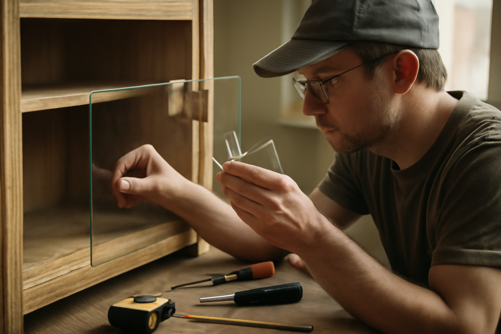 Vitrine meuble design en bois massif avec étagères vitrées et éclairage LED